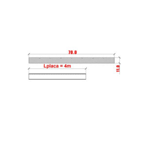 Desen tehnic fâșie de terminație WPC: lățime 70 mm, grosime 11 mm, lungime 4 m