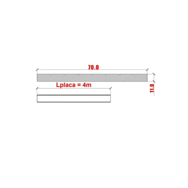 Desen tehnic fâșie de terminație WPC: lățime 70 mm, grosime 11 mm, lungime 4 m