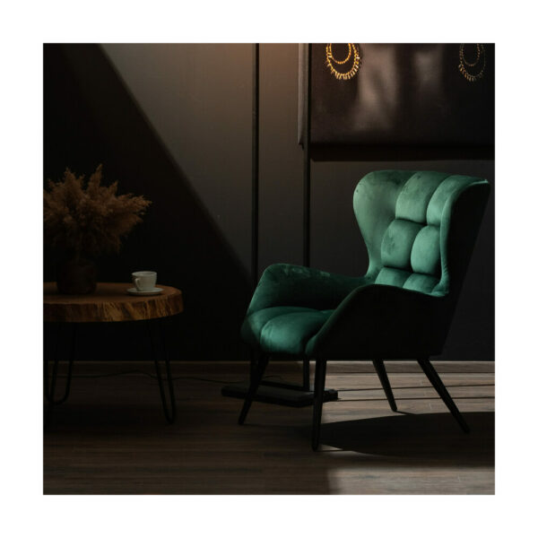 Fotoliu catifea Kiato verde — imaginea 2