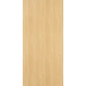Decorul Fundermax 0125 Natural Oak pe o bandă verticală, pe alb: stejar natur deschis, în ton de pai și miere, cu fibra dreaptă