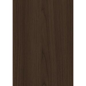 Mostră verticală a decorului Fundermax 0824 Brown Bistro Oak, pe alb: stejar brun-ciocolatiu cu fibra fină și dreaptă