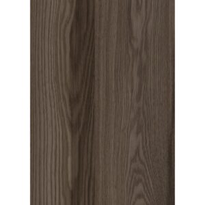 Mostră verticală a decorului Fundermax 0847 Smoked Jazz Oak, pe alb: stejar afumat gri-maroniu cu fibra ondulată