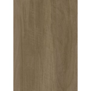 Mostră verticală a decorului Fundermax 0868 Caramel Marvel Walnut, pe alb: nuc brun-cenușiu, cu fibra desenată în arcade largi