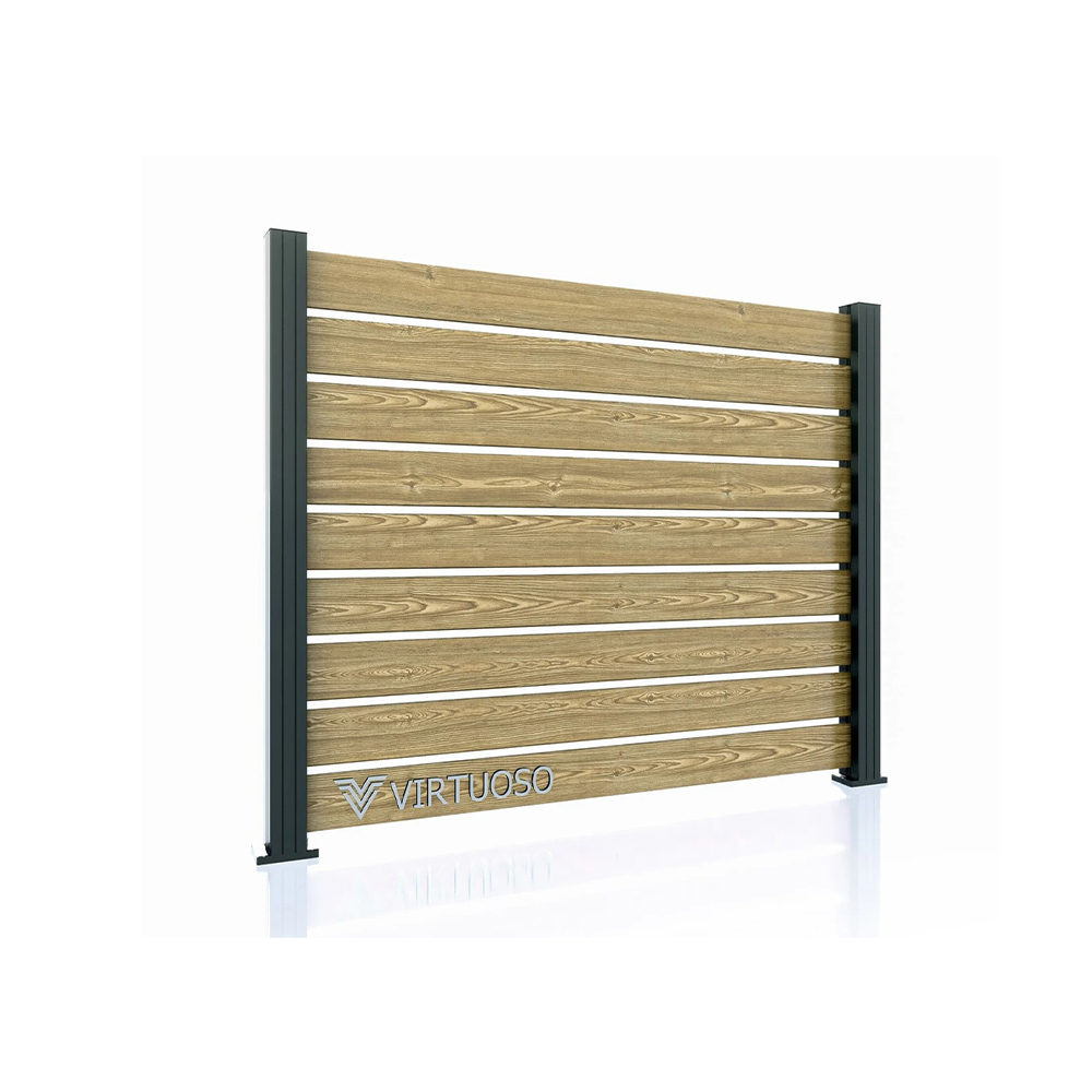 Panou de gard Ares Light Wood Panou de gard Ares Light Wood cu plăci bej cu fibră de lemn și stâlpi de aluminiu antracit