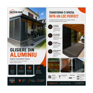 Glisiere din aluminiu Mesteri Mari 325 cm pentru 39 de lamele orientabile, jaluzele de terasă