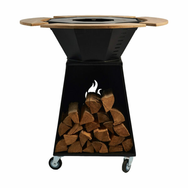 Grătar de grădină cu plită rotundă 6 mm, Ø700 mm, margini stejar 20 mm — imaginea 2