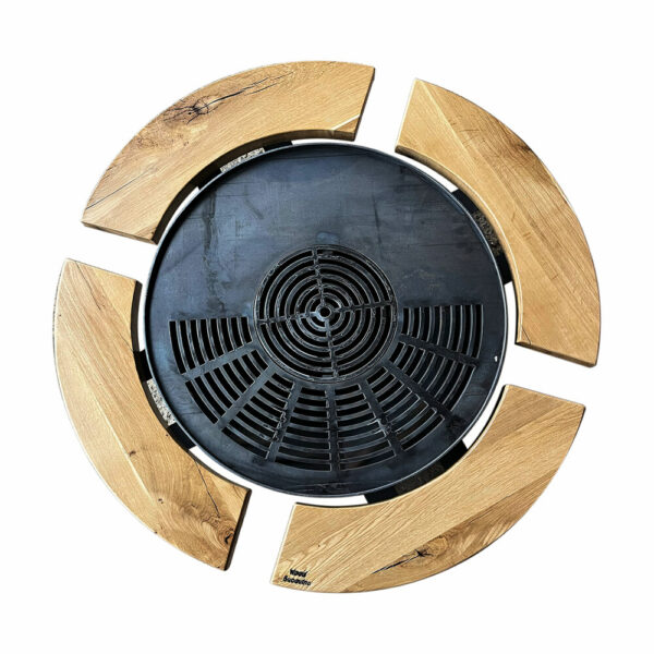 Grătar stejar diametru 70 cm, jumătate grill, plită 8 mm