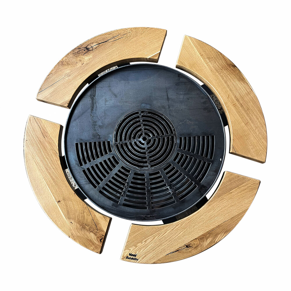 Grătar stejar diametru 70 cm, jumătate grill, plită 8 mm Grătar stejar diametru 70 cm, jumătate grill, plită 8 mm