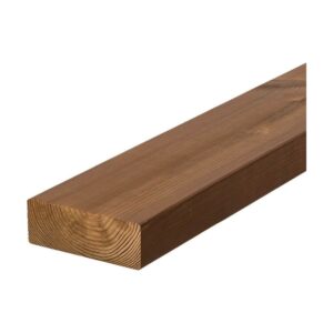 Grindă Lunawood din pin nordic tratat termic, clasa A, 42 × 117 mm, maro deschis, cu inelele anuale vizibile pe capăt