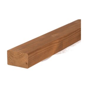 Grindă de substructură din pin nordic tratat termic, clasa A, maro-caramel, cu capătul tăiat drept și muchii rotunjite