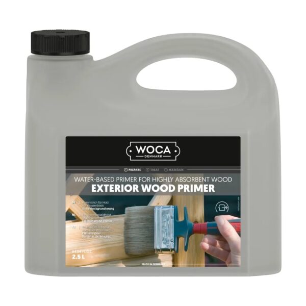 Canistră de 2,5 l Woca Exterior Wood Primer, grund pe bază de apă pentru lemnul de exterior foarte absorbant