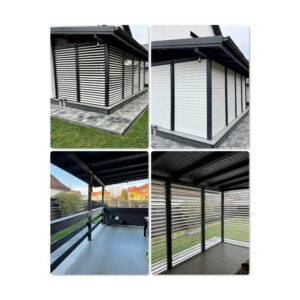 Kit complet jaluzea de terasă PergoLino22, 200 cm înălțime, feronerie metalică și 22 de lamele din pin — imaginea 2