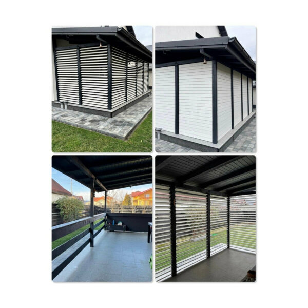 Kit complet jaluzea de terasă PergoLino22, 200 cm înălțime, feronerie metalică și 22 de lamele din pin — imaginea 2