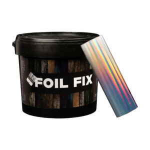 Kit cu găleată Foil Fix și rolă de foiță argintiu holografic, cu reflexe multicolore