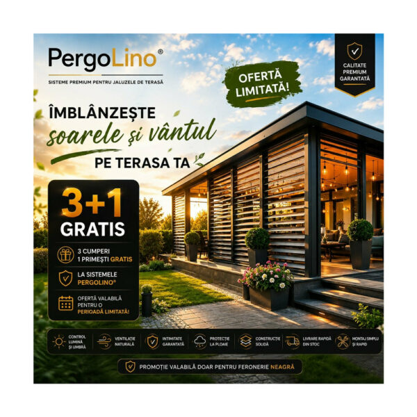 Kit PergoLino56 3+1 gratis: 4 feronerii PergoLino14 pentru 56 de lamele orientabile, negru