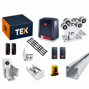 Kit XS5 MAX complet: feroneria de rulare, motorul, telecomenzile, fotocelulele, lampa de semnalizare și cremalierele