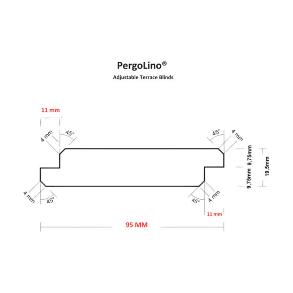 Lamele din pin termotratat pentru PergoLino, 120 / 150 cm, 95 mm, închidere la drept — imaginea 2