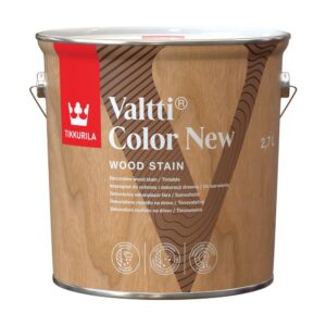 Găleată de 2,7 l cu lazura Tikkurila Valtti Color New pentru lemn, cu toarte metalice și eticheta cu V maro