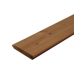 Profil Luna Sharp HF 20×142 (fostul Luna Trim) din molid tratat termic, brun-caramel, cu nut și feder pentru prindere ascunsă