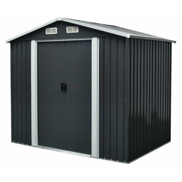 Magazia EasyBox văzută oblic, cu acoperișul în două ape și gurile de aerisire