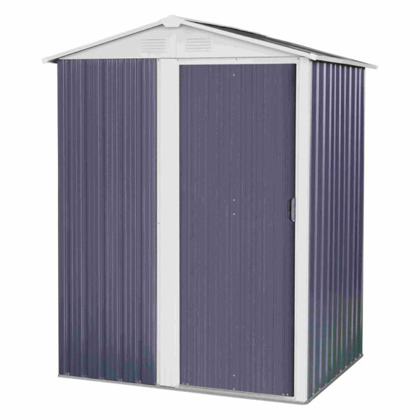 Magazie EasyBox Small cu pereți gri închis, rame albe și ușa culisantă închisă, vedere din unghi