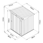 Desen tehnic al magaziei pentru tomberon: bază de 96 × 96 cm, ușă de 81 × 124 cm