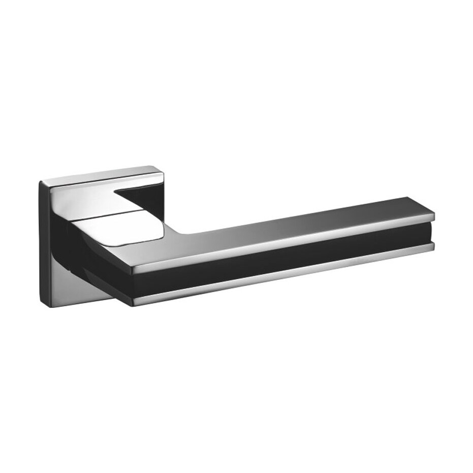 Mâner ușă Black Line din zinc, crom lucios cu negru, rozetă pătrată (Z5-71Z175) Mâner de ușă Black Line din zinc, crom lucios cu negru, cu bandă neagră pe fața manetei și rozetă pătrată, pe fundal alb