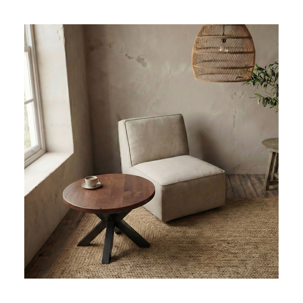 Masă de cafea Stejaris Hera rotundă Ø800 mm cu picioare metalice Spider, stejar masiv Masă de cafea Stejaris Hera rotundă Ø800 mm cu picioare metalice Spider, stejar masiv