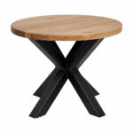 Masă de cafea Stejaris rotundă Ø800 mm cu picioare metalice Spider, stejar masiv — imaginea 4