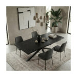 Masă dining Noir Edge Spider Black din stejar masiv 2200x1000 mm – 8 persoane — imaginea 2