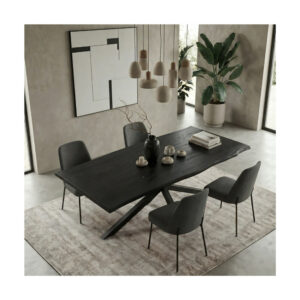 Masă dining Noir Edge Spider Black din stejar masiv 2200x1000 mm – 8 persoane — imaginea 2