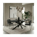 Masă dining Noir Edge Spider Black din stejar masiv 2200x1000 mm – 8 persoane — imaginea 3
