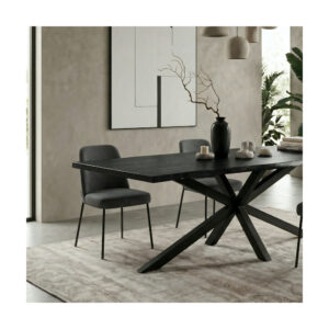 Masă dining Noir Edge Spider Black din stejar masiv 2200x1000 mm – 8 persoane