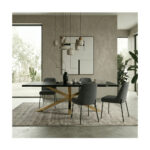 Masă dining Noir Edge Spider Gold din stejar masiv 2200x1000 mm – 8 persoane — imaginea 2