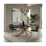 Masă dining Noir Edge Spider Gold din stejar masiv 2200x1000 mm – 8 persoane — imaginea 3