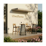 Masă înaltă de terasă Urban Bar, blat 40 mm, Ø750 mm, picior metalic tip grilă — imaginea 6
