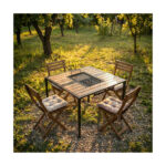 Masă pliabilă cu grătar integrat CampMaster, 1000x1000 mm