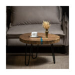 Măsuță cafea Aurora din lemn masiv și rășină epoxidică albastră cu picioare metalice Hairpin — imaginea 4