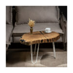 Măsuță cafea Solstice din lemn masiv cu picioare metalice Hairpin albe — imaginea 2