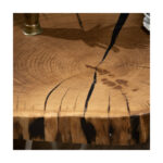 Măsuță cafea Solstice din lemn masiv cu picioare metalice Hairpin albe — imaginea 6