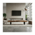 Nucara Black Line – Comodă living din nuc masiv cu picioare metalice negre — imaginea 5