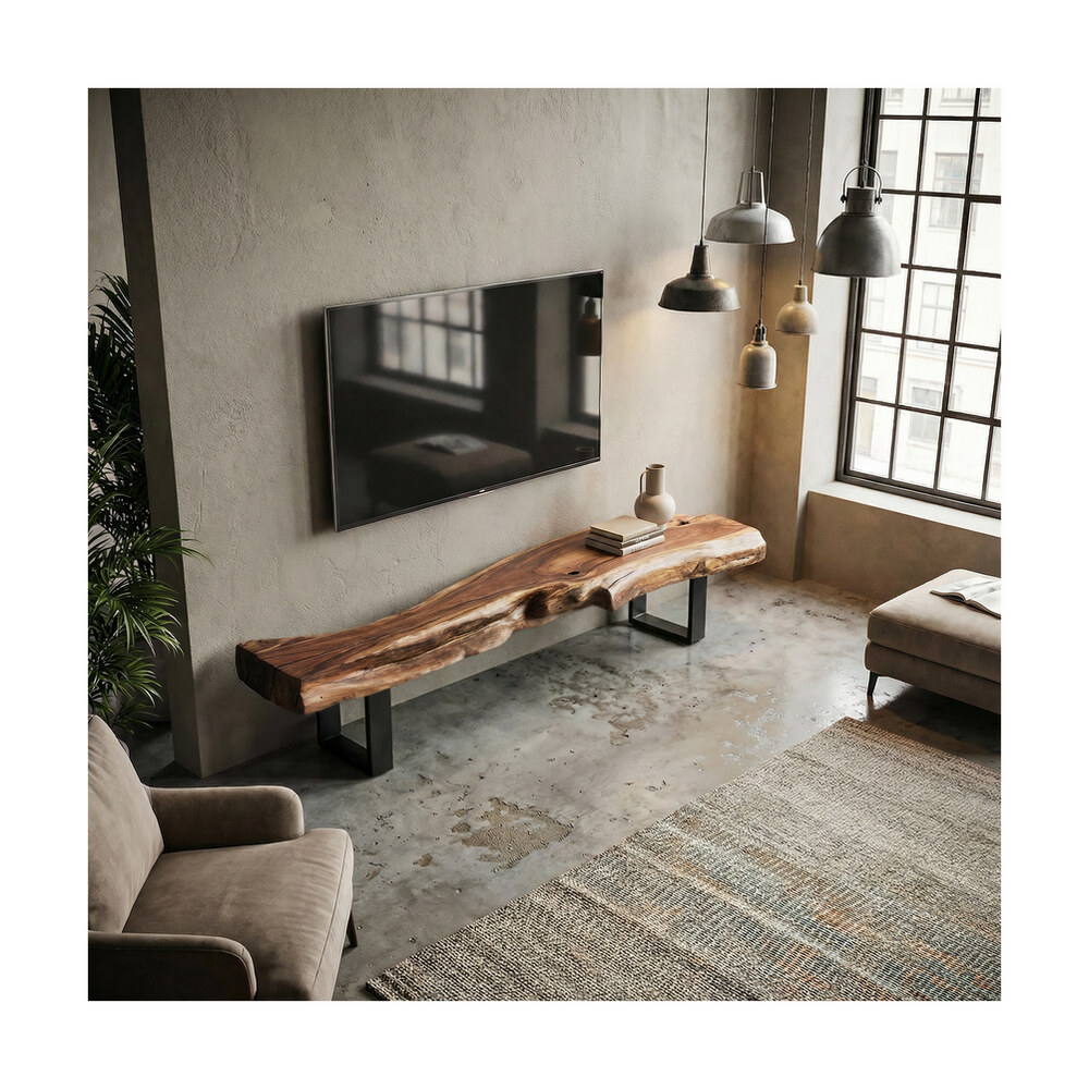 Nucara Black Line – Comodă living din nuc masiv cu picioare metalice negre Nucara Black Line – Comodă living din nuc masiv cu picioare metalice negre