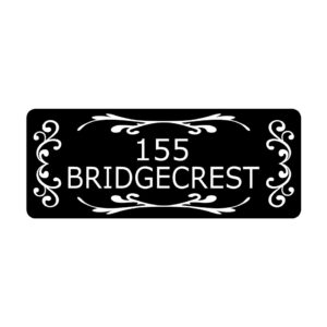 Număr de casă personalizat din metal House1, 45 × 20 cm, negru