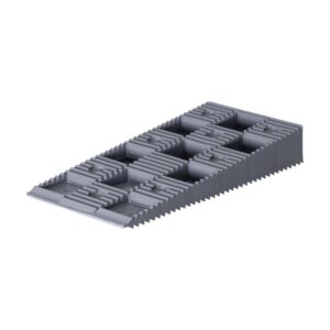 Pană Trigo din plastic gri pentru reglajul structurii terasei, cu fața în trepte zimțate și alveole