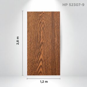 Panou decorativ HP 52307-9 cu aspect de nuc închis și cote de 2,8 × 1,2 m