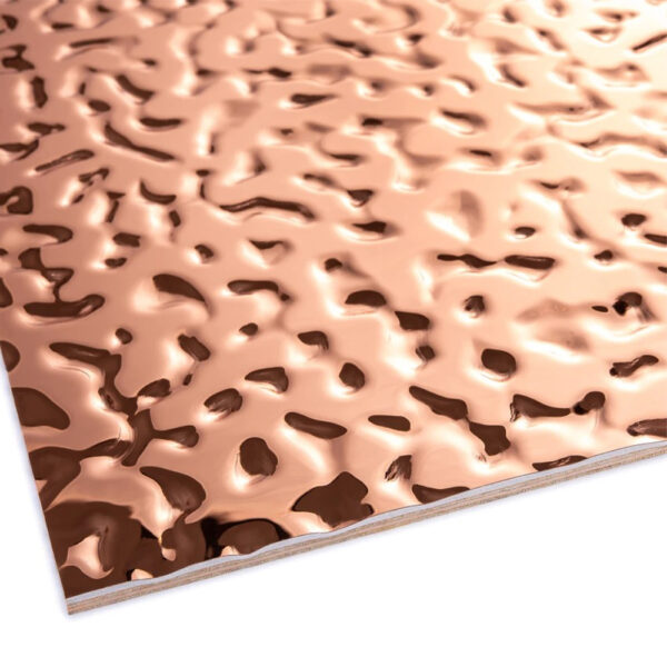 Panou JP-21 Metallic Bronze Wave, colț cu relief ondulat în bronz rozaliu și reflexii ca de apă