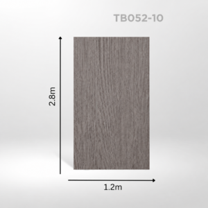 Panou TB052-10 Cashmere Oak cu fibră de stejar gri-taupe, prezentat vertical, cu cotele de 2,8 × 1,2 m