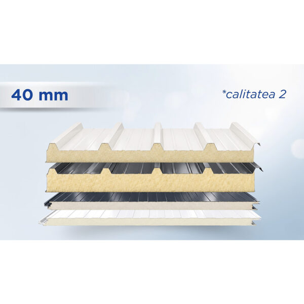 Stivă de panouri sandwich de acoperiș de calitatea a II-a, 40 mm, în culori și nuanțe diferite