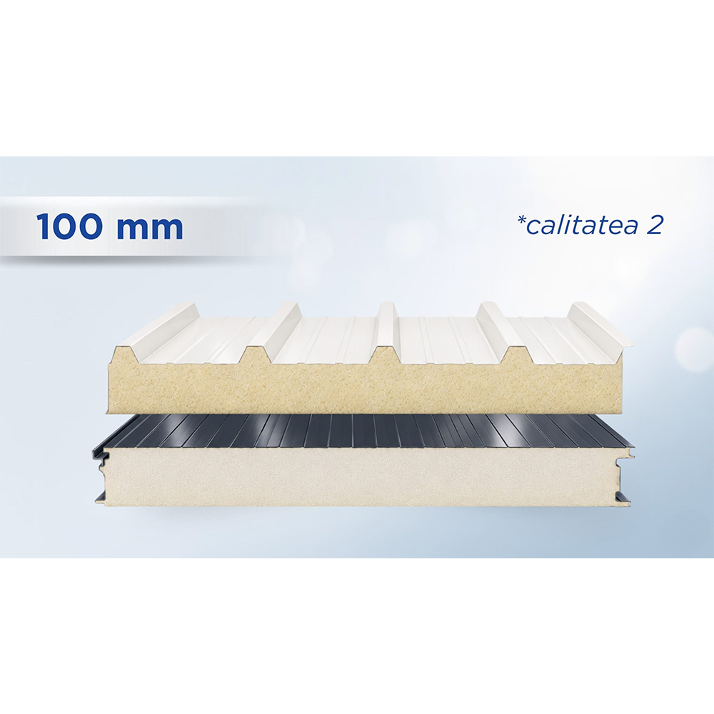 Panouri sandwich calitatea a II-a, 100 mm Stivă de panouri sandwich de calitatea a II-a, 100 mm, cu fețe în culori diferite