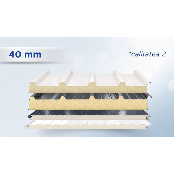 Stivă de panouri sandwich de calitatea a II-a, 40 mm, cu fețe în culori și nuanțe diferite